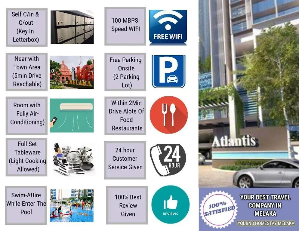 Lägenhet Atlantis Residence Melaka By Youbnb Homestay